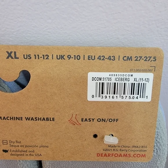 Dearfoams Light Blue Memory Foam Slippers Size XL. 11-12 - Picture 3 of 3